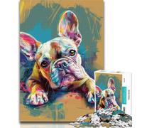 Puzzles for Teenagers Watercolor French Bulldog Jigsaw Puzzles for Teenagers 1000 Piece,Educational Game for Birthday, Chrismas for Ages 14+ 26x38cm