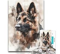 Puzzles for Teenagers Watercolor German Shepherd Adult Jigsaws 1000 Pieces Difficult,Challenging Game And Family Play Secret Santa Gifts 26x38cm