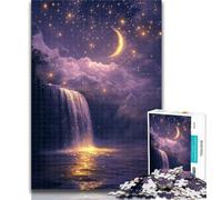 Puzzles for Teenagers Waterfall in The Moonlight 1000 Piece Jigsaw Puzzles for Teenagers,is Ideal As A Gift for The Whole Family Suitable for And 14 50x75cm