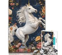 Puzzles for Teenagers White Unicorn Jigsaw Puzzles for Adults,Educational Games Home Decoration Deal As Gifts for The Whole Family 26x38cm