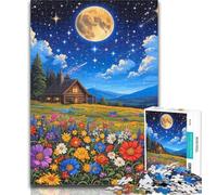 Puzzles for Teenagers Wild Flowers Under The Night Sky Jigsaw Puzzles 1000 Pieces for Adults Teens,Toys Educational Games Stress Relieving Artists Collection, Fine Art 50x75cm