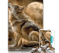 Puzzles for Teenagers Wolf Under The Moon 1000 Piece Jigsaw Puzzles for Teenagers,is Ideal As A Gift for The Whole Family Suitable for And 14 26x38cm