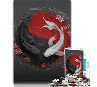 Puzzles for Teenagers Yin-Yang Koi 1000 Piece Jigsaw Puzzles for Teenagers,is Ideal As A Gift for The Whole Family Suitable for And 14 26x38cm