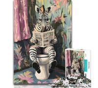 Puzzles for Teenagers Zebra on The Toilet 1000 Piece Jigsaw Puzzles for Teenagers,Challenging Game for The Whole for Women, Gifts for Men 50x75cm