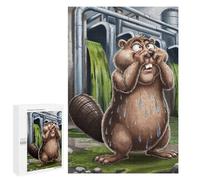 Puzzles for Teenagerss 1000 PCS A Sweaty Beaver Caught in A Sticky Situation. Jigsaw Puzzle Brain Teaser Game Birthday Present Fun at Home Activities, 1000 PCS