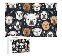 Puzzles for Teenagerss 1000 PCS Adorable Bulldog Faces on Starry Background Jigsaw for Adults Relax Games Perfect Decoration Fun Activities at Home 1000 PCS