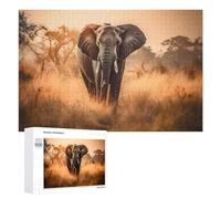 Puzzles for Teenagerss 1000 PCS African Elephant Jigsaw Puzzle Brain Teaser Game Birthday Present Fun at Home Activities, 1000 PCS