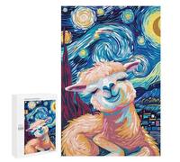 Puzzles for Teenagerss 1000 PCS Alpaca in Starry Night Style Adult Jigsaw Puzzle Toy Wall Decor Difficult Challenge Christmas Birthday Gifts 1000 PCS