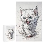 Puzzles for Teenagerss 1000 PCS Angry White Kitten Jigsaws for Adults Relaxing Games Difficult Challenge Fun Activities at Home 1000 PCS