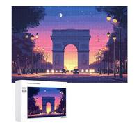 Puzzles for Teenagerss 1000 PCS Arc De Triomphe at Dusk Jigsaw Puzzle Brain Teaser Game Birthday Present Fun at Home Activities, 1000 PCS
