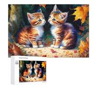 Puzzles for Teenagerss 1000 PCS Autumn Kitten Pair Jigsaw for Adults Relax Games Perfect Decoration Fun Activities at Home 1000 PCS