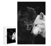 Puzzles for Teenagerss 1000 PCS Black And White Wolves Love Jigsaw Puzzle Brain Teaser Game Birthday Present Fun at Home Activities, 1000 PCS