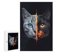 Puzzles for Teenagerss 1000 PCS Cat Fire Adult Jigsaw Puzzle Relaxing Games Wall Decoration Fun Activities at Home 1000 PCS
