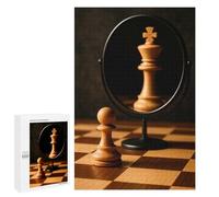 Puzzles for Teenagerss 1000 PCS Chess Pawn King Reflection Jigsaws for Adults Relaxing Games Difficult Challenge Fun Activities at Home 1000 PCS