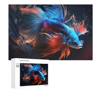 Puzzles for Teenagerss 1000 PCS Colorful Betta Fish Dance Jigsaw for Adults Relax Games Perfect Decoration Fun Activities at Home 1000 PCS
