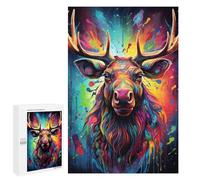Puzzles for Teenagerss 1000 PCS Colorful Moose Portrait Jigsaw for Adults Relax Games Perfect Decoration Fun Activities at Home 1000 PCS