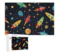 Puzzles for Teenagerss 1000 PCS Colorful Rocket Ship Pattern Teenagers Puzzles Relaxing Games Presents for Women Fun Activities at Home 1000 PCS