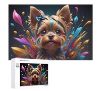Puzzles for Teenagerss 1000 PCS Colorful Yorkshire Terrier Portrait Teenagers Puzzles Relaxing Games Presents for Women Fun Activities at Home 1000 PCS