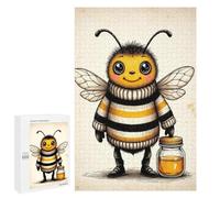 Puzzles for Teenagerss 1000 PCS Cute Bee with Honey Jar Adult Jigsaw Puzzle Toy Wall Decor Difficult Challenge Christmas Birthday Gifts 1000 PCS