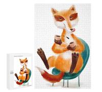 Puzzles for Teenagerss 1000 PCS Cute Fox Drinking Coffee Adult Jigsaw Puzzle Toy Wall Decor Difficult Challenge Christmas Birthday Gifts 1000 PCS