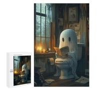 Puzzles for Teenagerss 1000 PCS Cute Ghost on The Toilet Jigsaws for Adults Relaxing Games Difficult Challenge Fun Activities at Home 1000 PCS