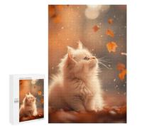 Puzzles for Teenagerss 1000 PCS Cute Kitten in Autumn Leaves Jigsaws for Adults Relaxing Games Difficult Challenge Fun Activities at Home 1000 PCS