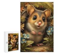 Puzzles for Teenagerss 1000 PCS Cute Mouse in Burrow with Flowers Jigsaw Puzzle Brain Teaser Game Birthday Present Fun at Home Activities, 1000 PCS