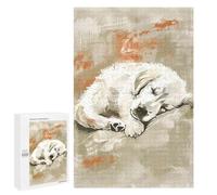 Puzzles for Teenagerss 1000 PCS Cute Sleeping Golden Retriever Pup Nursery Illustration Digital Art Adult Jigsaw Puzzle Toy Wall Decor Difficult Challenge Christmas Birthday Gifts 1000 PCS