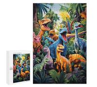 Puzzles for Teenagerss 1000 PCS Dinosaur Paradise A Colorful Jungle Scene Teenagers Puzzles Relaxing Games Presents for Women Fun Activities at Home 1000 PCS