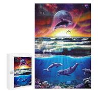 Puzzles for Teenagerss 1000 PCS Dolphin Sunset Fantasy Jigsaw Puzzle Relax Games Perfect Decoration Unique Birthday And Xmas Gifts 1000 PCS