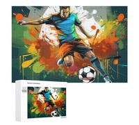 Puzzles for Teenagerss 1000 PCS Dynamic Soccer Player in Action Jigsaw for Adults Relax Games Perfect Decoration Fun Activities at Home 1000 PCS