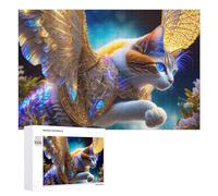 Puzzles for Teenagerss 1000 PCS Enchanted Winged Cat Fantasy Art Teenagers Puzzles Relaxing Games Presents for Women Fun Activities at Home 1000 PCS