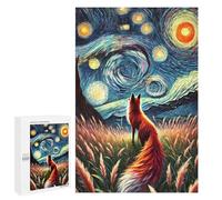 Puzzles for Teenagerss 1000 PCS Fox Under Starry Night Jigsaws for Adults Relaxing Games Difficult Challenge Fun Activities at Home 1000 PCS