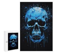 Puzzles for Teenagerss 1000 PCS Glowing Blue Skull Artwork-3 Teenagers Puzzles Relaxing Games Presents for Women Fun Activities at Home 1000 PCS