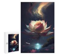 Puzzles for Teenagerss 1000 PCS Glowing Lotus Flower Art Print Jigsaw Puzzle Relax Games Perfect Decoration Unique Birthday And Xmas Gifts 1000 PCS