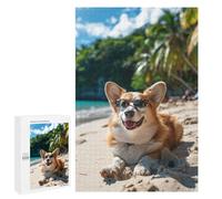 Puzzles for Teenagerss 1000 PCS Happy Welsh Corgi Beach Jigsaws for Adults Relaxing Games Difficult Challenge Fun Activities at Home 1000 PCS