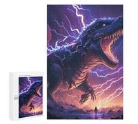 Puzzles for Teenagerss 1000 PCS Jurassic Thunder T-Rex Vs. Lightning Storm Jigsaw Puzzle Fun Games Pattern Assembly Unique Birthday And Xmas Gifts 1000 PCS