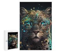 Puzzles for Teenagerss 1000 PCS Leopard with Glasses Art Print Jigsaw Puzzle Relax Games Perfect Decoration Unique Birthday And Xmas Gifts 1000 PCS
