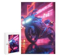Puzzles for Teenagerss 1000 PCS Motorcycle Aesthetic Neon Jigsaws for Adults Relaxing Games Difficult Challenge Fun Activities at Home 1000 PCS