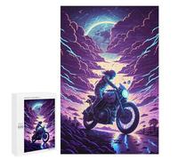 Puzzles for Teenagerss 1000 PCS Motorcycle Ride Through Stormy Skies Jigsaw Puzzle Relax Games Perfect Decoration Unique Birthday And Xmas Gifts 1000 PCS