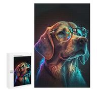 Puzzles for Teenagerss 1000 PCS Neon Pup in Glasses Jigsaw Puzzle Toy Wall Decor Home Decoration Unique Birthday And Xmas Gifts 1000 PCS