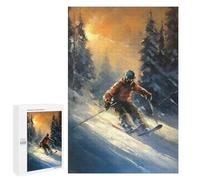 Puzzles for Teenagerss 1000 PCS Oil Painting of A Skier Jigsaws for Adults Relaxing Games Difficult Challenge Fun Activities at Home 1000 PCS