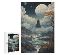 Puzzles for Teenagerss 1000 PCS Pagoda Under The Full Moon Jigsaw Puzzle Fun Games Pattern Assembly Unique Birthday And Xmas Gifts 1000 PCS
