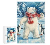 Puzzles for Teenagerss 1000 PCS Polar Bear Ice Skating Jigsaw Puzzle Toy Wall Decor Home Decoration Unique Birthday And Xmas Gifts 1000 PCS