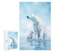 Puzzles for Teenagerss 1000 PCS Polar Bear with Cub Jigsaw Puzzle Brain Teaser Game Birthday Present Fun at Home Activities, 1000 PCS