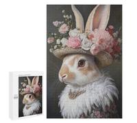 Puzzles for Teenagerss 1000 PCS Rabbit in A Floral Hat Jigsaw Puzzle Toy Wall Decor Home Decoration Unique Birthday And Xmas Gifts 1000 PCS