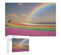 Puzzles for Teenagerss 1000 PCS Rainbow Over Flower Fields Teenagers Puzzles Relaxing Games Presents for Women Fun Activities at Home 1000 PCS