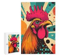 Puzzles for Teenagerss 1000 PCS Retro Rooster Illustration Vibrant Rooster Striking Pop Art Farm Animal Print Jigsaw Puzzle Toy Wall Decor Home Decoration Unique Birthday And Xmas Gifts 1000 PCS