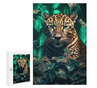 Puzzles for Teenagerss 1000 PCS Rich Leopard Green Money Jigsaw Puzzle Fun Games Pattern Assembly Unique Birthday And Xmas Gifts 1000 PCS