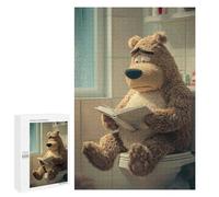 Puzzles for Teenagerss 1000 PCS Sad Bear Reading on Toilet Jigsaw Puzzle Relax Games Perfect Decoration Unique Birthday And Xmas Gifts 1000 PCS